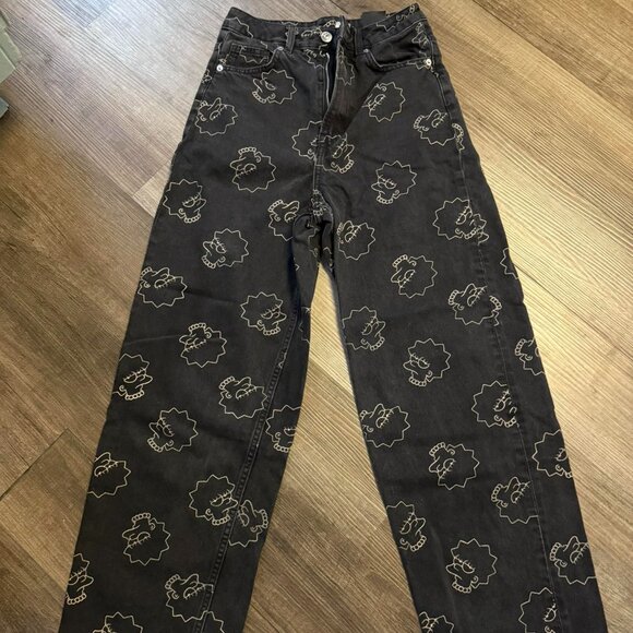 H&M Black jeans with Lisa Simpson size 2. Wide leg - Picture 1 of 3